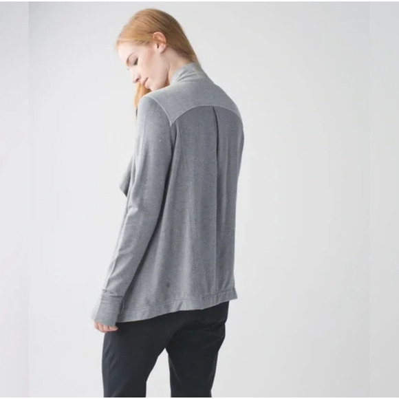 LULULEMON Coast Wrap Jacket Heather Gray Mock Neck Stretch Athleisure - Picture 6 of 15